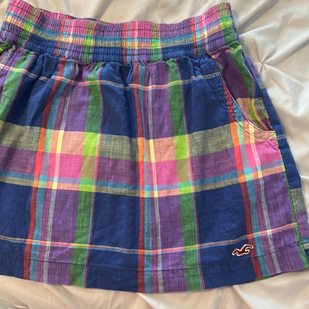 Hollister Plaid Cotton Mini Skirt